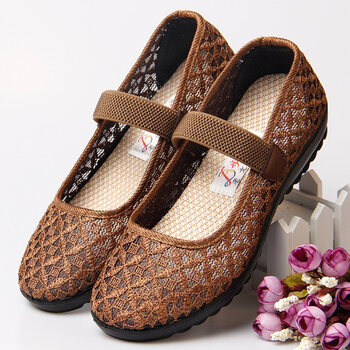 老奶奶穿的鞋子老北京布鞋软底女中老年人妈妈夏季奶奶鞋夏天717020咖