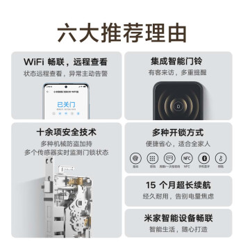 小米智能门锁E20 WiFi版 指纹锁电子锁密码锁防盗门锁