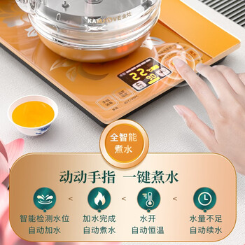 金灶（KAMJOVE）家用全自动底部上水电热水壶 茶台烧水壶一体玻璃热水壶 【0.8L+0.8L】容量H9