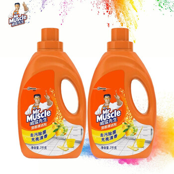 威猛先生(Mr Muscle) 地板清洁剂 2kg*2瓶 柠檬香型 瓷砖除菌除垢 浓缩配方 威猛先生(Mr Muscle) 地板清洁剂 2kg*2瓶 柠檬香型 瓷砖除菌除垢 浓缩配方