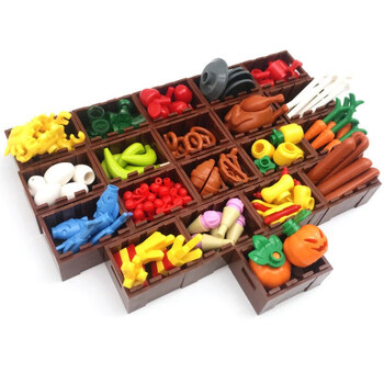 乐高乐兼容乐高粒拼装积木moc男女孩玩具蔬菜水果食物组合系列 荧光绿