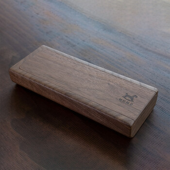 笔盒收纳桌面古风学霸美术生笔盒木质文具盒木墨mumo黑色黑胡桃木圆角