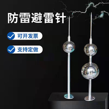不锈钢避雷针屋顶室外圆形防雷接闪器别墅户外工业绝缘避雷器 6米单针