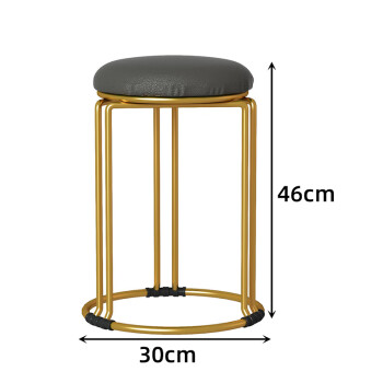 安尔雅凳子家用可叠放矮凳圆凳轻奢餐桌板凳钛金加粗六腿厚坐垫 灰皮面