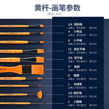 中盛画材(transon)10支装画笔套装多笔头尼龙画笔水彩水粉笔丙烯油画颜料专用笔多笔头排笔含笔包美术写生