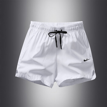 克运动短裤男可放手机男士夏季薄款冰丝速干4分裤跑步田径裤子白蓅