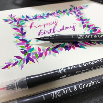 吴竹（KURETAKE）进口ZIG双头水彩软毛笔黎明灰软毛硬笔两用单支装TUT-95-081水彩笔