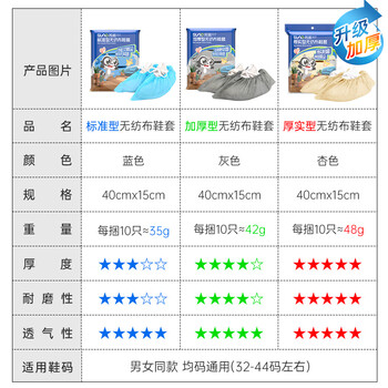 苏诺鞋套一次性无纺布100只机房家用防尘透气室内脚套加厚防滑