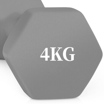 诚悦彩色浸塑哑铃男女士家庭用健身塑型器材组合套装4kg*2灰色CY-528