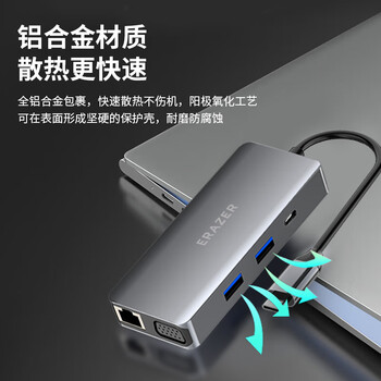 联想（Lenovo）生态品牌异能者Type-C扩展坞4k60Hz HDMI网线转接头HUB音频读卡器PD快充VGA接口笔记本手机拓展坞