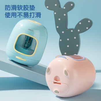 得力（deli）学生电动卷笔刀铅笔削笔器3档粗细可调转笔刀双电源按压半自动削笔机削笔刀儿童生日礼物男女孩