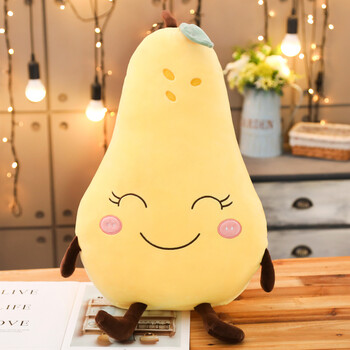 网红大鸭梨公仔水果抱枕梨子毛绒玩具睡觉枕头圆形抱枕水果布娃娃鸭梨