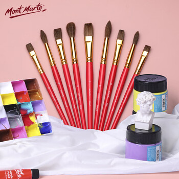 【全网低价】蒙玛特(Mont Marte)5支装水彩画笔 水粉笔儿童绘画笔勾线笔学生美术颜料笔 初学马毛画画排笔套装BMHS0027美术写生