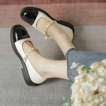 真皮小香风玛丽珍小皮鞋女韩版学院风单鞋女2022春季新款jk女鞋 黑色