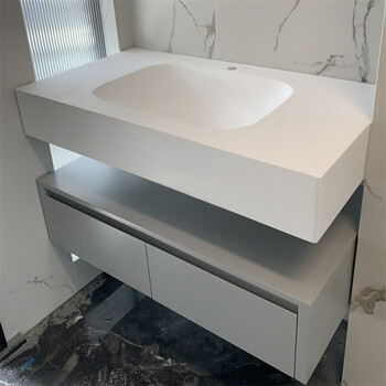 定制杜邦可丽耐一体盆人造石台面浴室柜组合台下盆洗脸盆洗手盆 0.