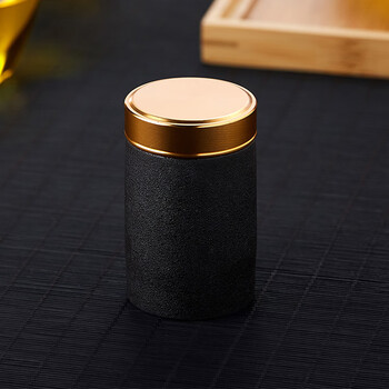 逸居客（YIJUKE）黑陶茶叶罐便携铝合金小茶罐旅行茶叶罐装茶储存罐分装盒