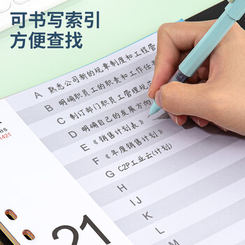 金得利11孔分页纸A4隔页纸21页彩色index索引纸文件夹活页纸质快速分类卡目录页字母标签办公用品T1421