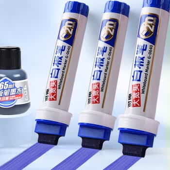 金万年【20mm】蓝色大宽头白板笔大头笔水性笔pop可加墨大容量易擦办公教学会议涂鸦1支装G-0640-002