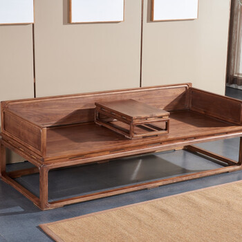 实木罗汉床新中式床榻老榆木明清仿古家具禅意家具三人沙发 罗汉床