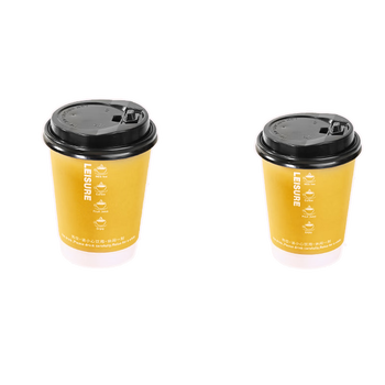 巴比客一次性纸杯咖啡杯加厚带盖茶水饮料豆浆杯商务杯270ml*20只