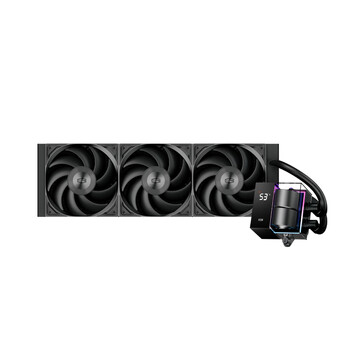 超频3（PCCOOLER）DS360黑色一体式CPU水冷散热器 温度显示/双腔水泵/CNC铝合金泵体外壳/ARGB冷头/支持1700/AM5