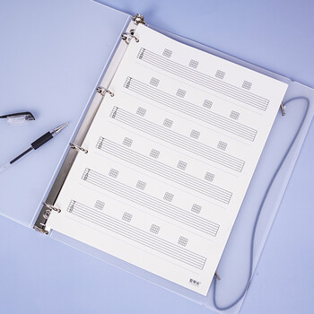 yomme吉他六线谱本钢琴五线谱本6线本空白本书写谱夹本翻页a4活页宽距