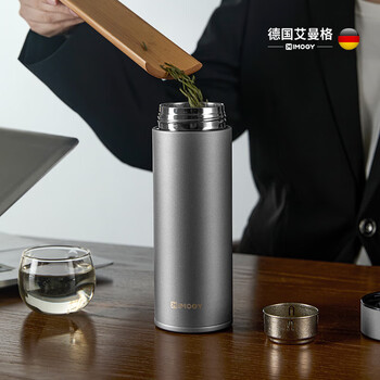 艾曼格（IMOGY）纯钛杯子保温杯男士节日礼物高端商务泡茶杯车载大容量焖茶水杯
