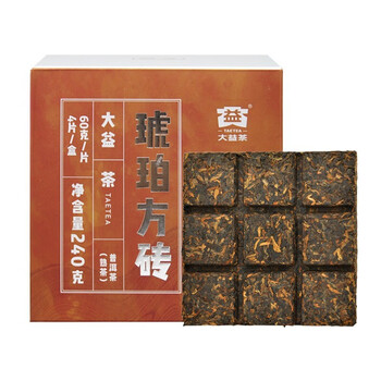 大益 茶叶 普洱茶熟茶 2022年琥珀方砖(60g*4片)240g 砖茶 大益 茶叶 普洱茶熟茶 2022年琥珀方砖(60g*4片)240g 砖茶