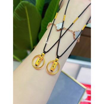 老凤祥同款 黄金情侣款999足金89不离10情侣款素圈项链 手工编织款