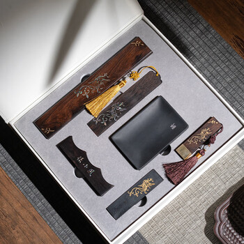 張小鳳文房四宝套装高档笔墨纸砚全套毛笔书法套装成人镇尺砚台摆件节日送礼 顺颂时宜·文房礼盒套装