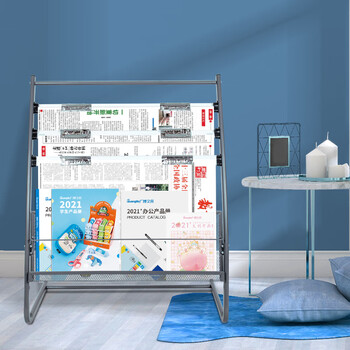 广博（GuangBo）单网格金属报刊杂志架书刊架 宣传册展示架落地资料架 办公室置物架 高0.78米 S42003