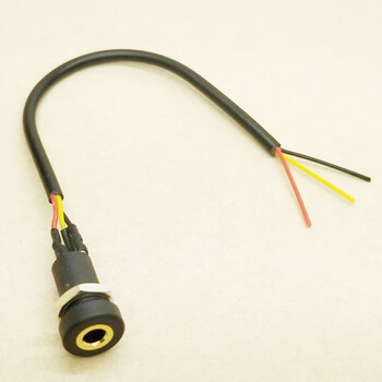 耳机接口3.5mm音频视频插座立体声带螺内螺牙三脚插头带线 线长40cm