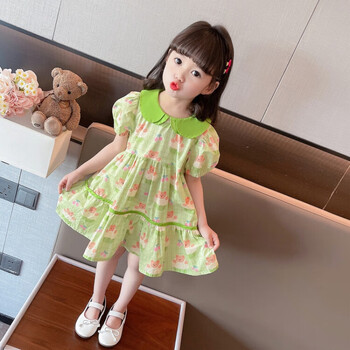 迪凡熊女宝宝连衣裙女童裙子16岁小女孩公主裙3卡通印花小童背带裙