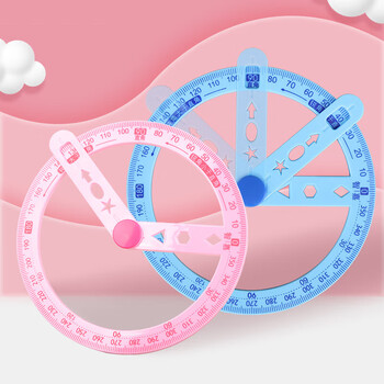 博教（BOJIAO）学生活动角360度量角器画角工具多功能尺子锐角钝角直角任意角演示器 360度量角器（粉色）