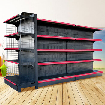 实承超市货架展示架多功能便利店零食商店药店单面双面洞洞板货架 端