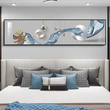 卧室床头装饰画现代简约北欧风房间主卧沙发背景墙客厅横版画挂画新款