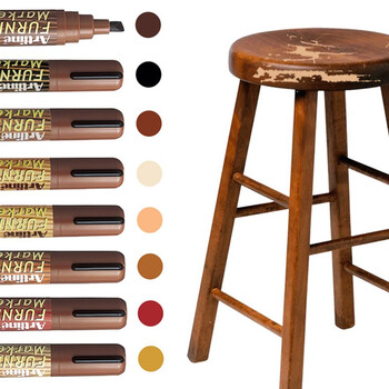 【开学必备】旗牌（Shachihata）Artline 木质家具木纹笔除旧翻新瑕疵划痕修补修复笔 方头 2.0-5.0mm WALNUT胡桃色 EK-95