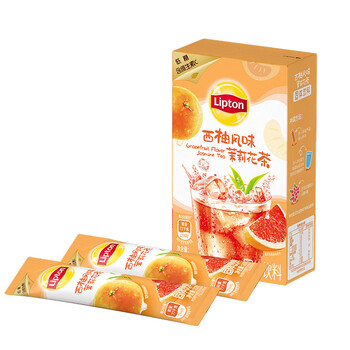 立顿（Lipton） 冷泡冰饮果汁粉 西柚风味茉莉花茶粉 固体饮料 10条装100g 