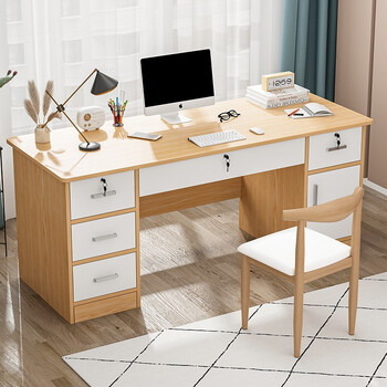 电脑桌办公台式办公室简约现代家用书桌学生卧室一体写字桌子新款电脑