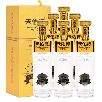 天佑德青稞酒45度金標(第三代)出口型禮盒裝清香型白酒 750ml*6瓶