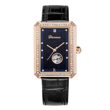 手表女士机械表长方形复古轻奢小众气质高级感奢华十大品牌满天星黑色