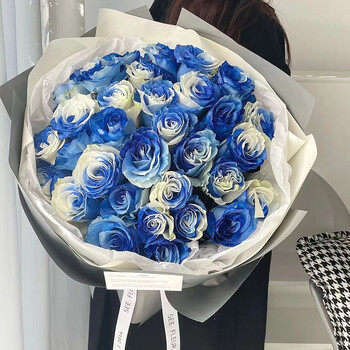 一花一恋中秋鲜花同城配送进口厄瓜多尔七彩玫瑰花束表白生日礼物高档