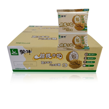 上海可发9折龙丹核桃奶蒙牛核桃味牛奶整箱190ml16包纸袋装早餐核桃奶