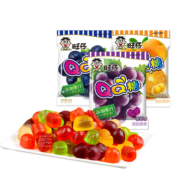 旺仔qq糖多种口味20g40包零食品软糖果汁童年味道儿童香橙20蓝莓20