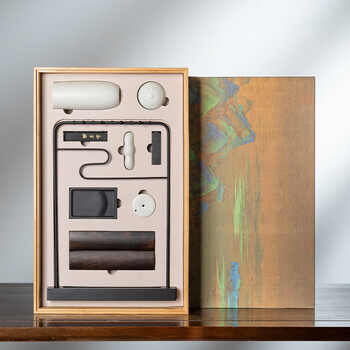 張小鳳文房四宝套装毛笔书法套装礼盒笔墨纸砚全套初学者入门成人高级 千里江山【基础款】礼盒