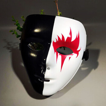 万圣节v字面具男成人街舞全脸恐怖手绘黄金银色男女小丑面具 之阴阳