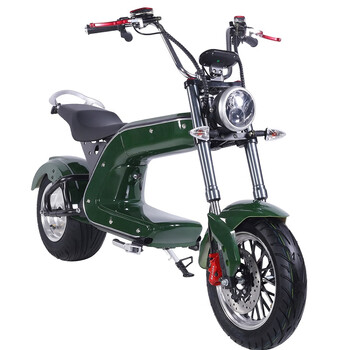 两轮电动轻便摩托车高速长跑王代步锂电瓶车大轮胎军绿60v20a3000w60v