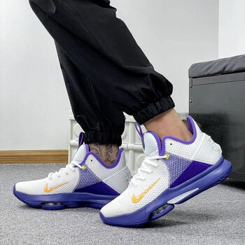 见证4湖人紫实战男新款lebron16代夏季战靴运动鞋 詹姆斯见证4湖人紫