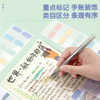得力（deli）350枚多规格索引标签贴纸 莫兰迪色荧光膜 半透明 21699开学礼物