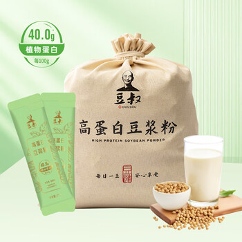 豆叔原味豆浆粉40%高蛋白非转基因豆浆粉25g*30条/袋送杯子